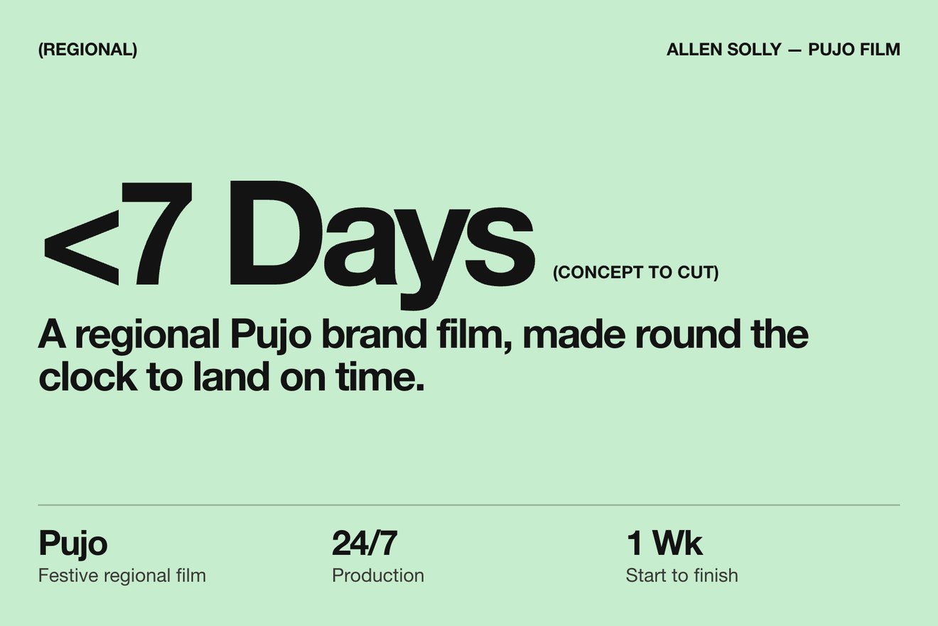 Allen Solly Pujo film: under 7 days from concept to cut; festive regional film; 24/7 production; 1 week start to finish
